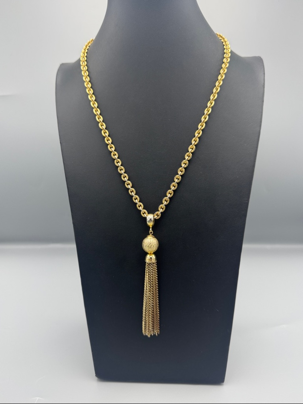 Gold Tone Tassel Pendant Necklace